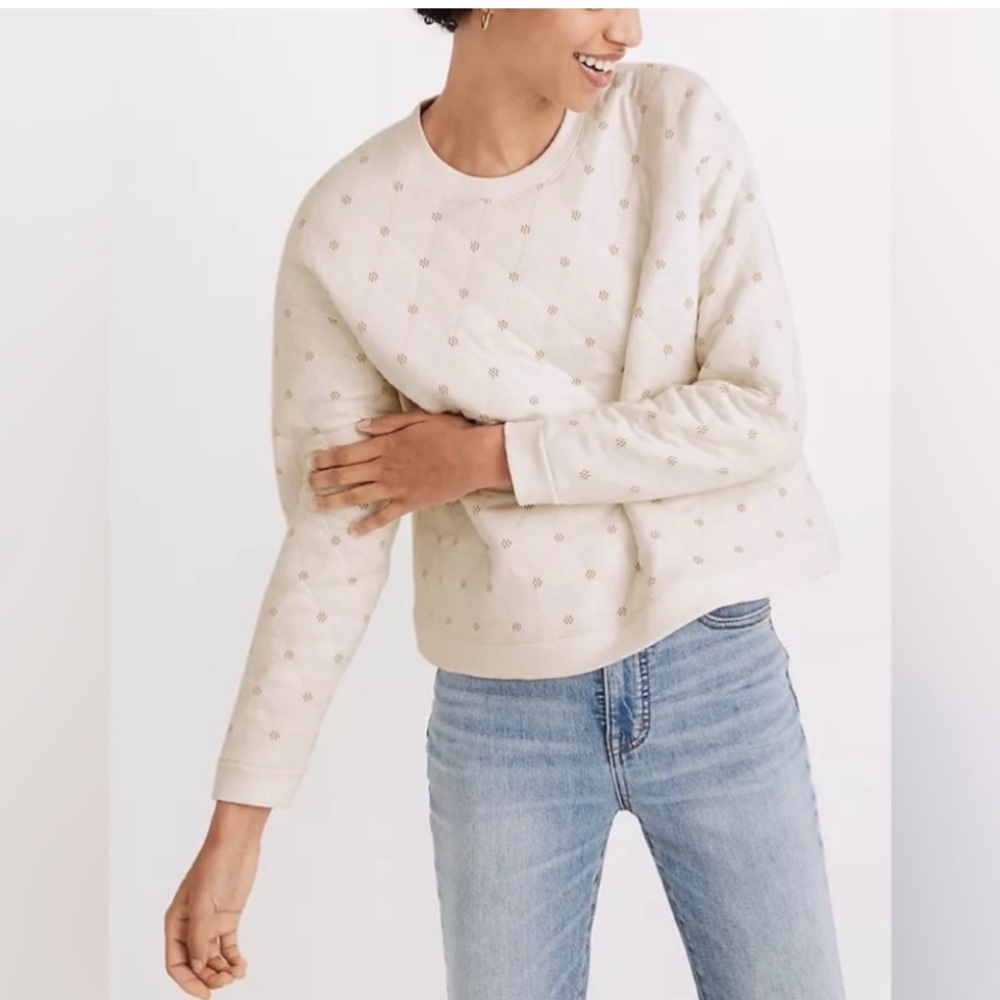 Madewell Cream Sweatshirt with Subtle Pattern